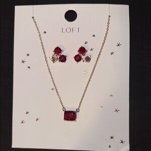 LOFT Red and Silver Earring Set